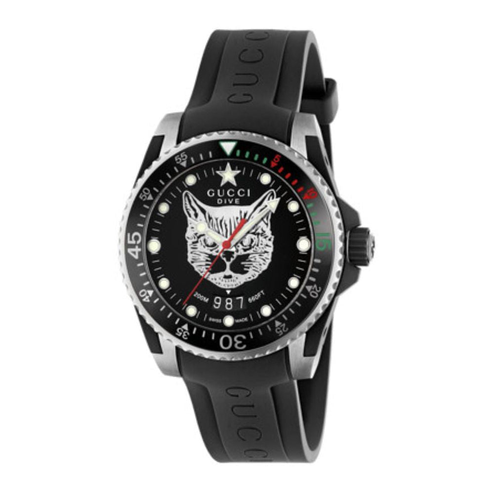 Montre à quartz Gucci Dive en acier & caoutchouc - Black