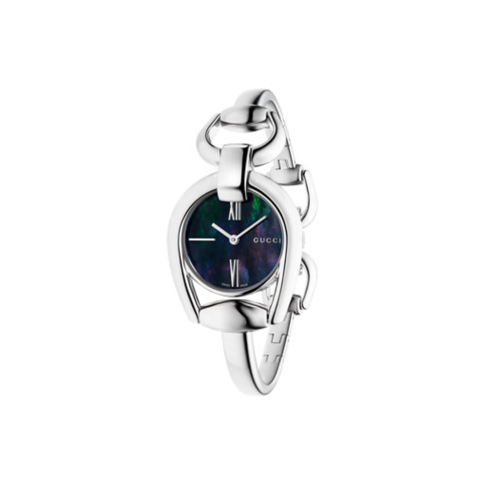 ZNO STOCK Montre à quartz Horsebit en acier & Nacre noire - Black