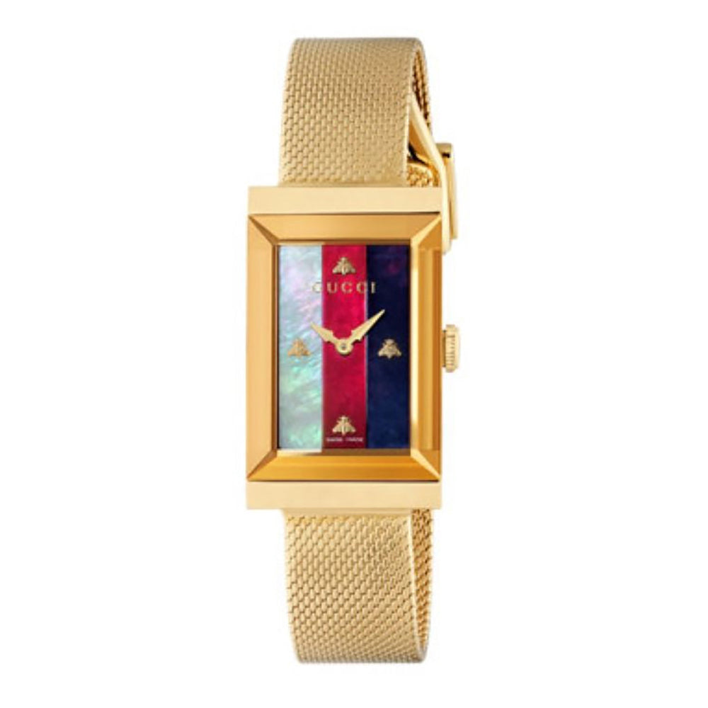 Montre à quartz New G-Frame en plaqué or & Nacre - Red & Blue