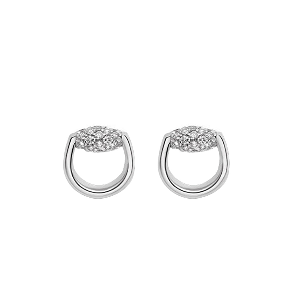 Boucles d'oreilles Horsebit en or blanc 18K & Diamants - White
