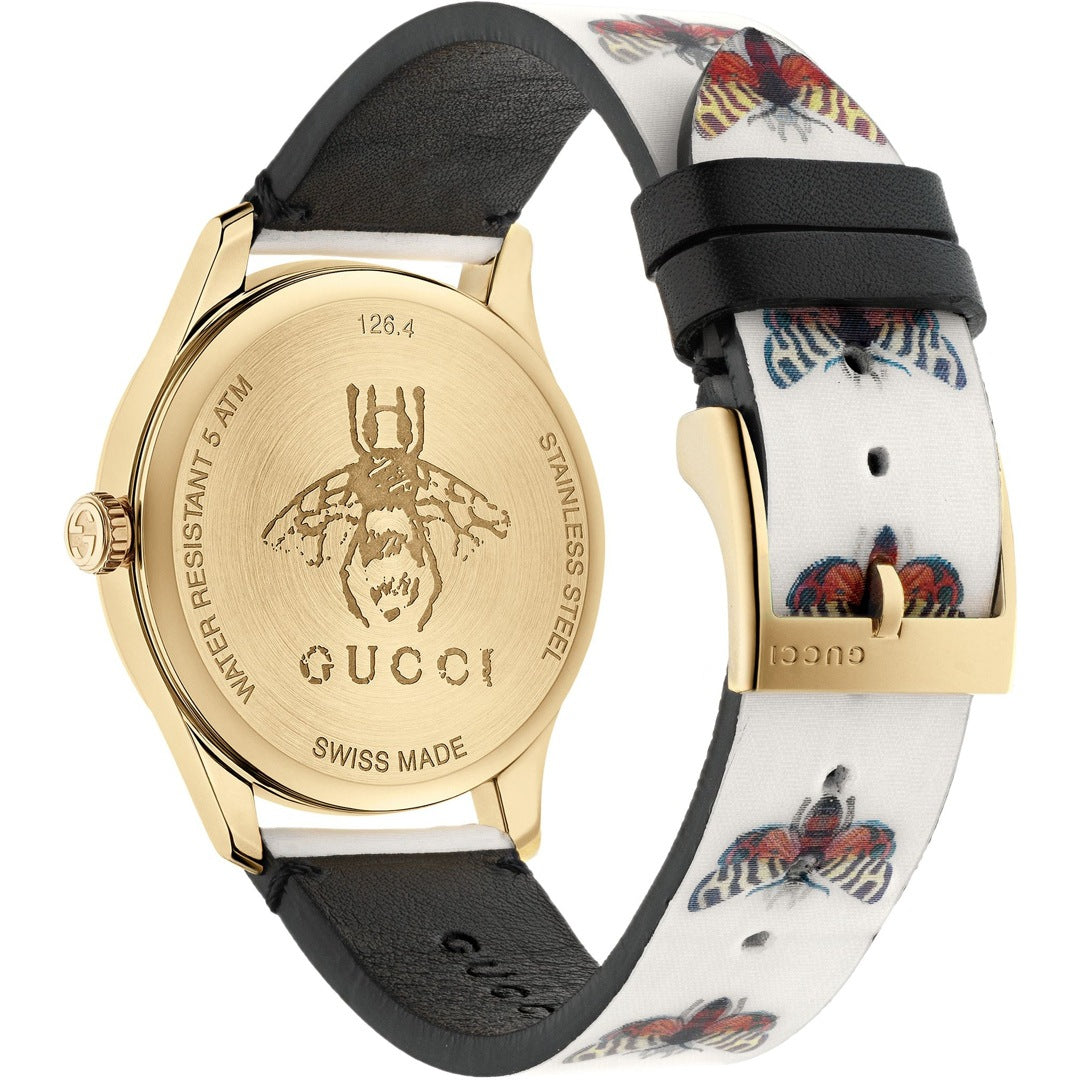 Montre à quartz G-Timeless Butterfly en plaqué or - White & Bee