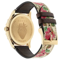 Montre à quartz G-Timeless à fleurs en plaqué or - Beige & Flower