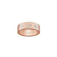 Bague Icon petite en or rose 18K - White