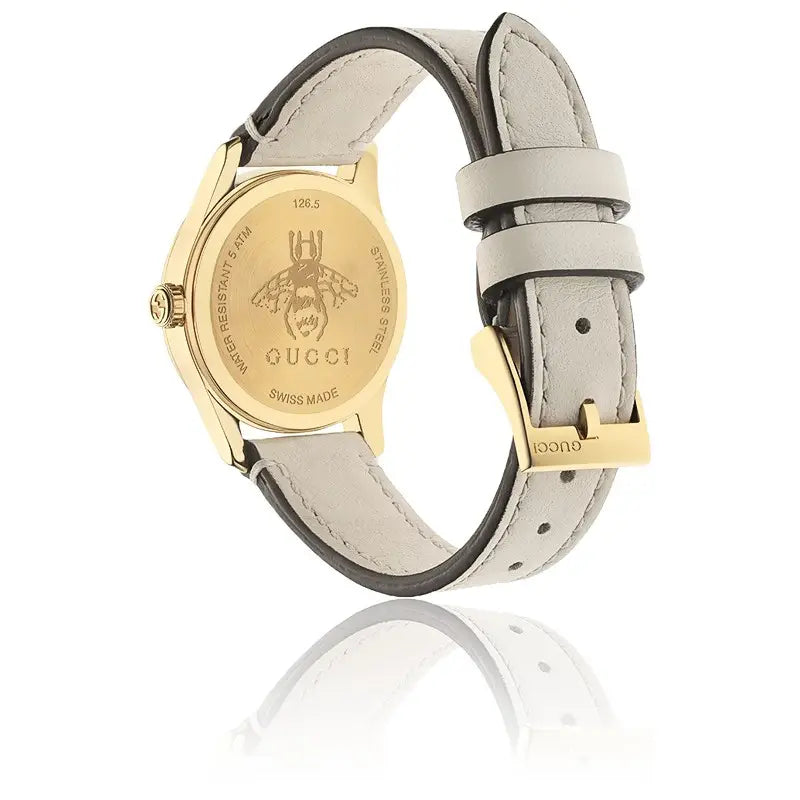 Montre à quartz G-Timeless Small en plaqué or - Mystic White