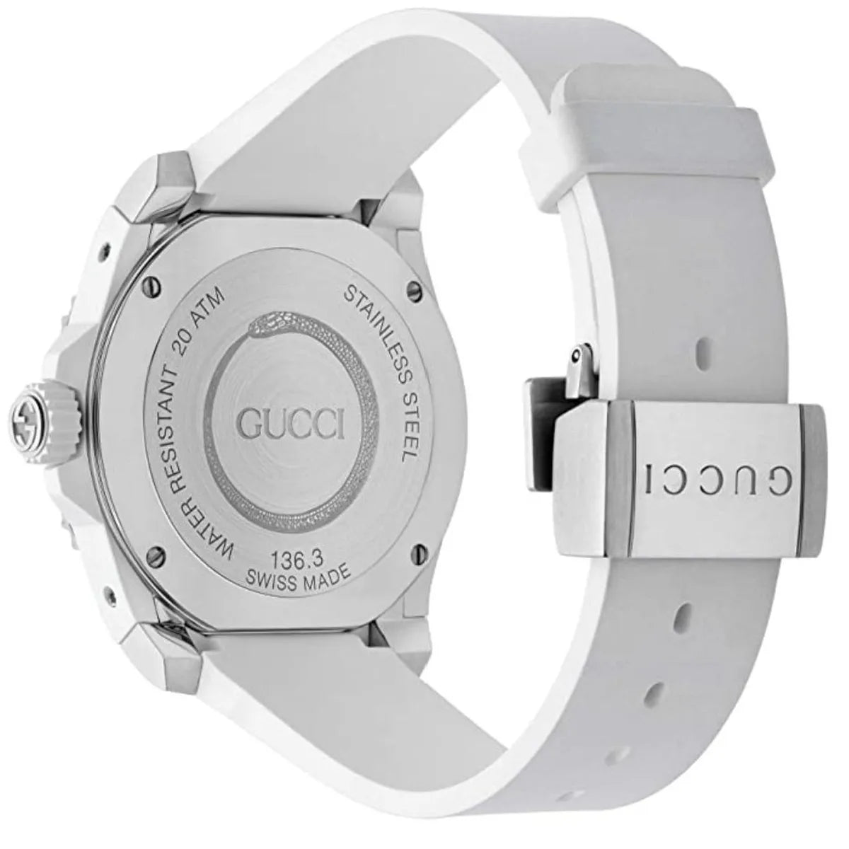 Montre à quartz Gucci Dive à motif serpent en acier & caoutchouc - White