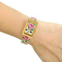 Montre à quartz New G-Frame Flower en plaqué or & Nacre - Pink multicolor