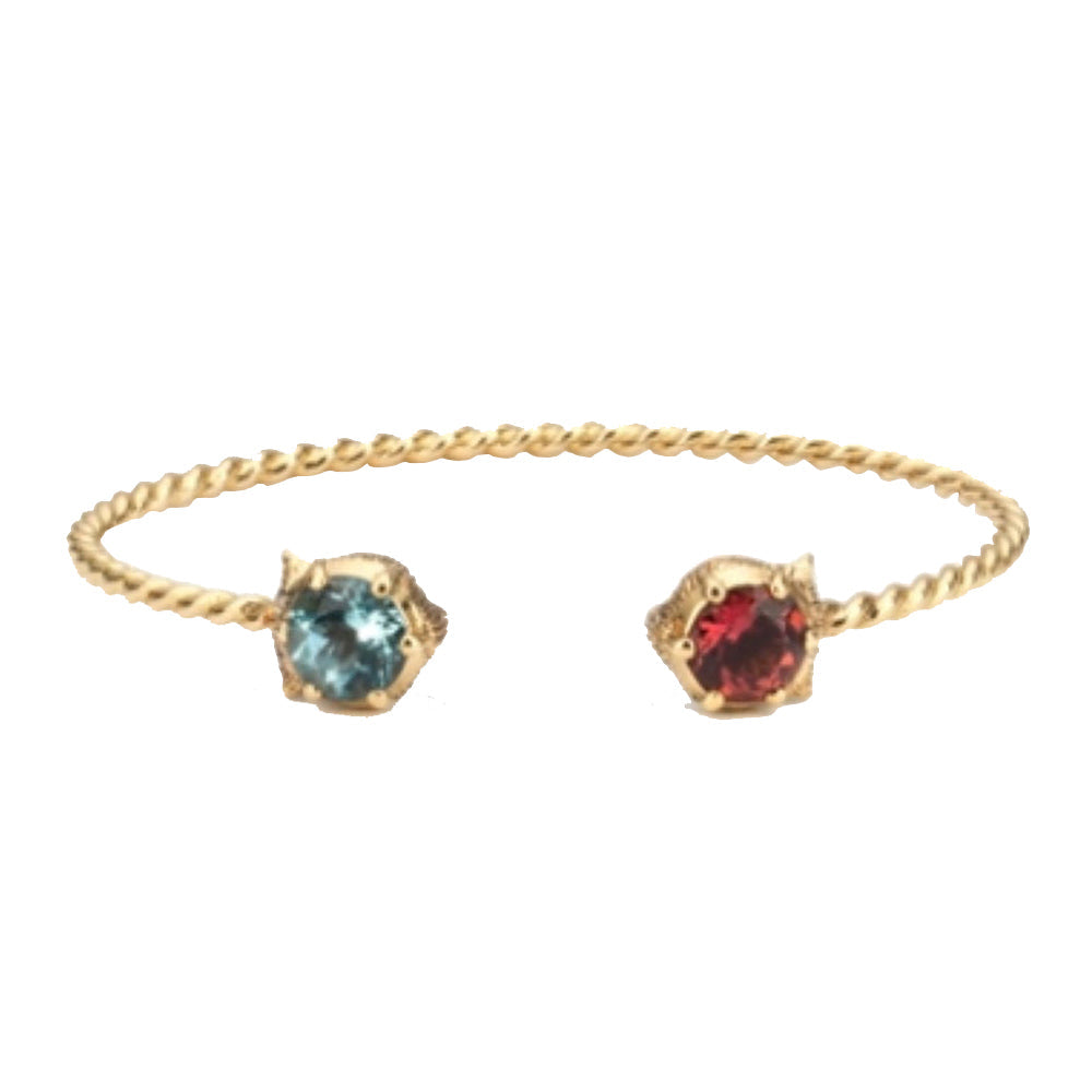 Jonc Le Marche Des Merveilles en or jaune 18K & Diamants, Acquamarine et Tourmaline - Multicolor