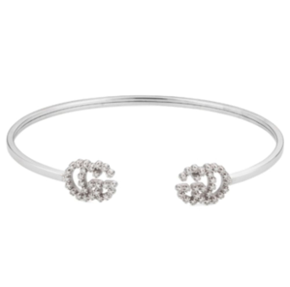 ZNO STOCK Bracelet Running G Cuff en or blanc 18K & Diamants - White