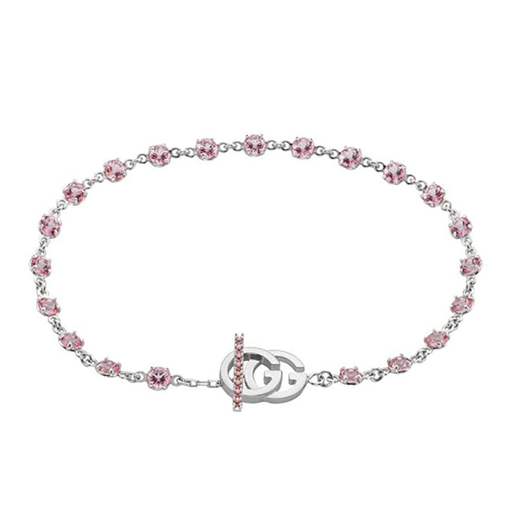 Bracelet Running G en or blanc 18K & Topaze rose - Pink