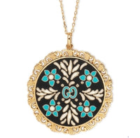 ZNO STOCK Collier Icon à médaille en or jaune 18K - Blue, Black & White
