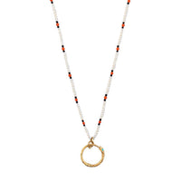 Collier Ouroboros en or jaune 18K & Nacre et Multi pierres - Multicolor