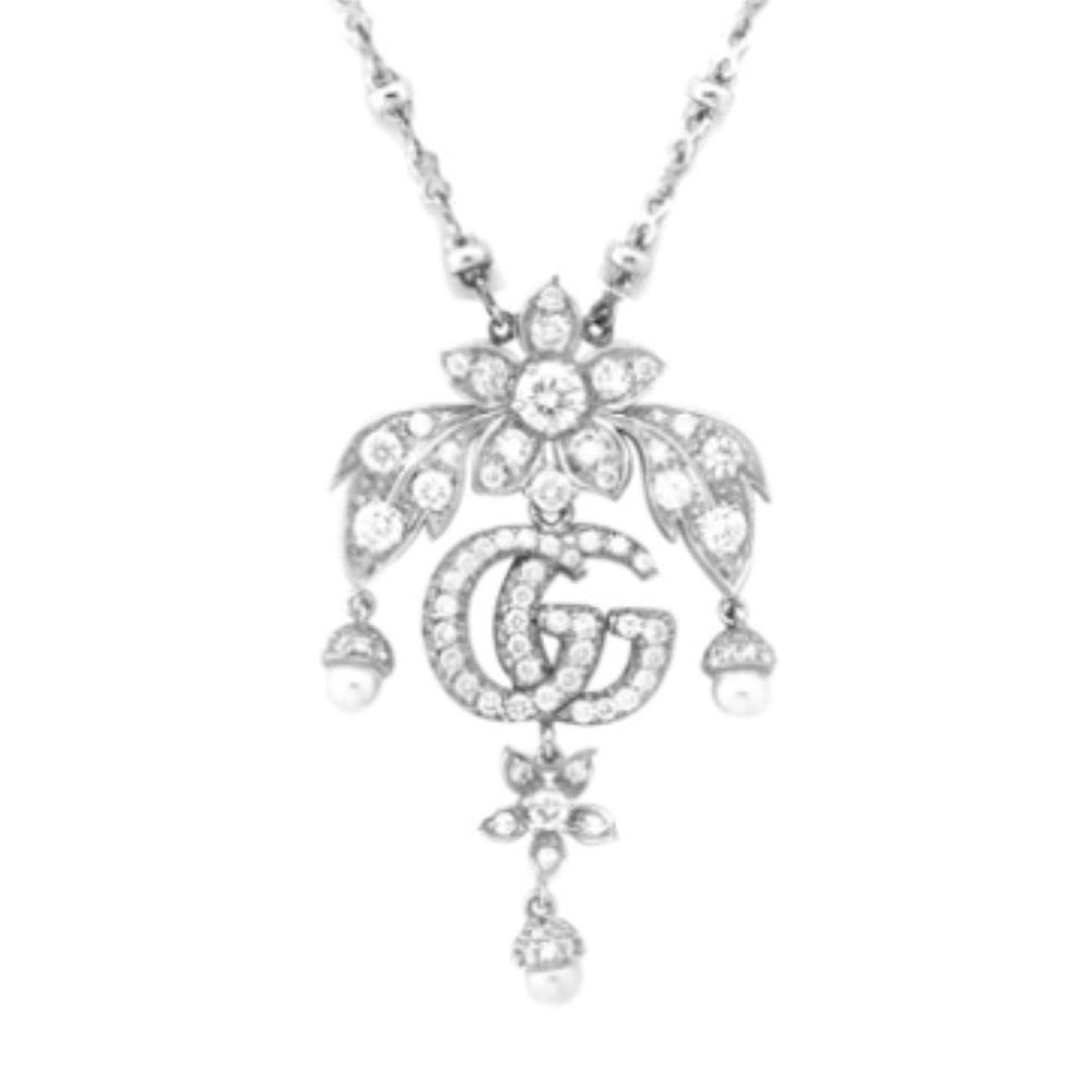 Collier Gucci Flora en or blanc 18K & Diamants - White
