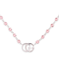 ZNO STOCK Collier Running G en or blanc 18K & Topaze rose - Pink