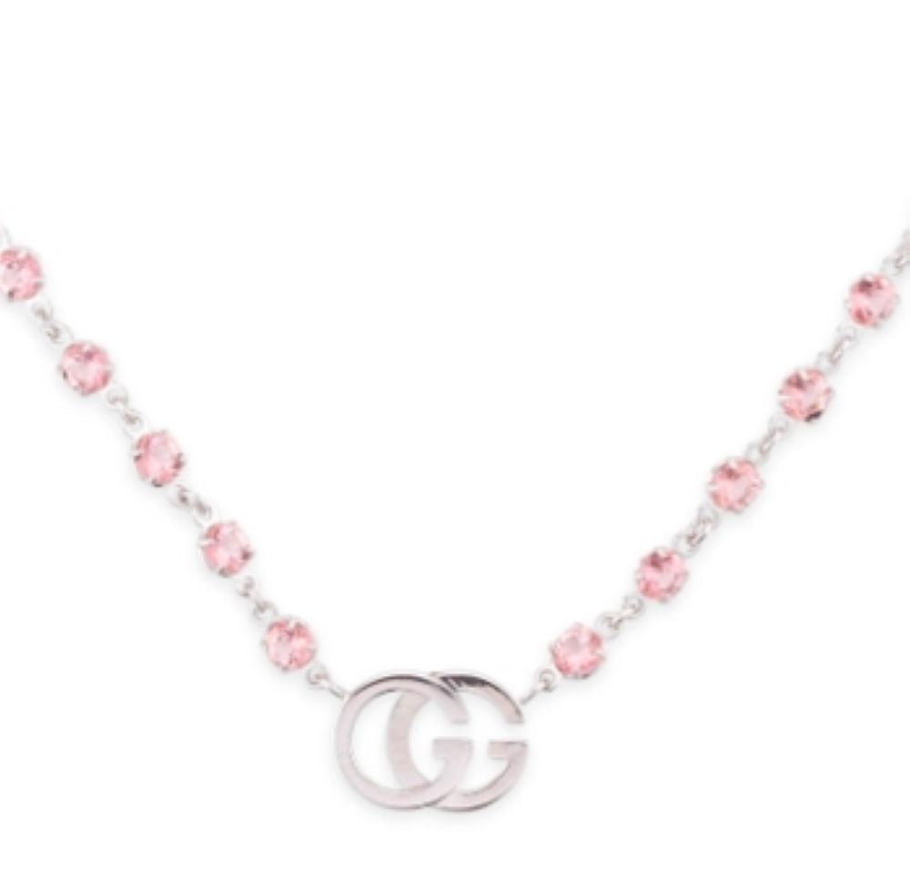 ZNO STOCK Collier Running G en or blanc 18K & Topaze rose - Pink