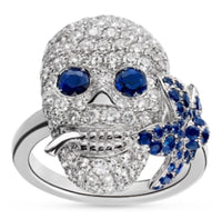 ZNO STOCK Bague Gucci Flora en or blanc 18K & Diamants & Saphir - Blue