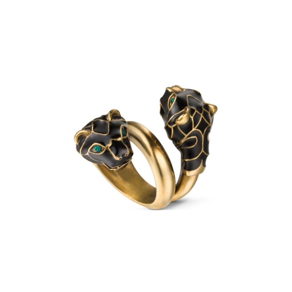 Bague Fashion Show à tête de tigre & Cristal - Black