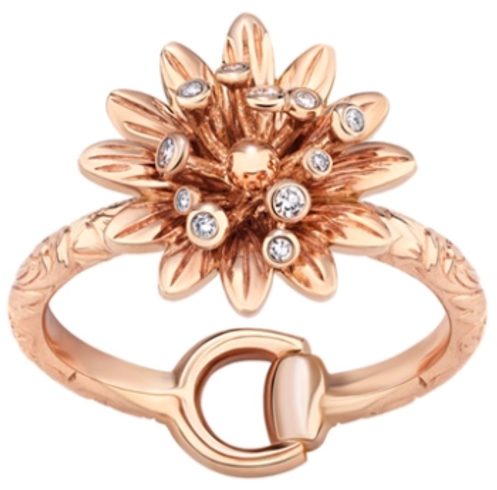 ZNO STOCK Bague Gucci Flora en or rose 18K & Diamants - Pink
