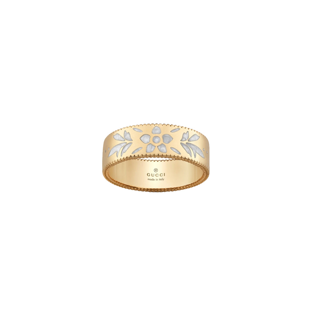 Bague Icon medium en or jaune 18K - White