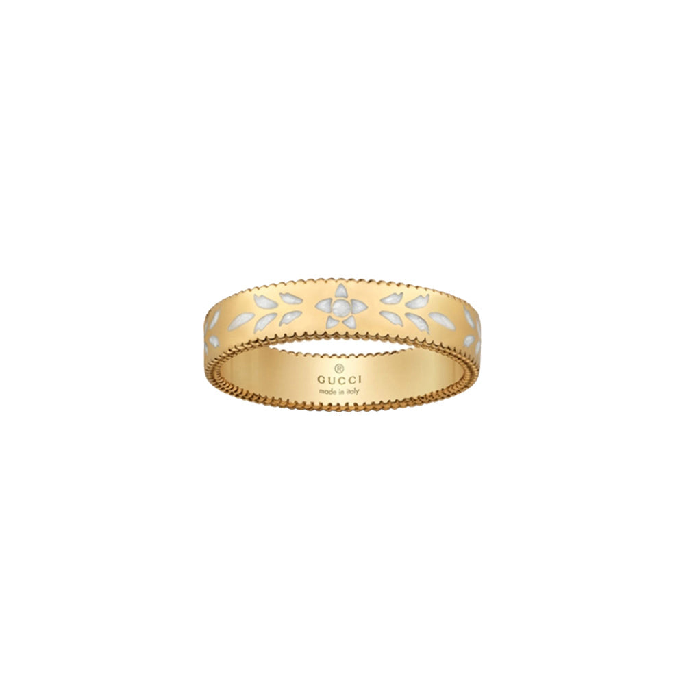 Bague Icon petite en or jaune 18K - White