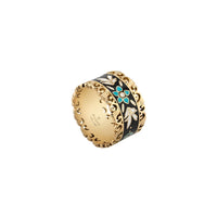 Bague Icon en or jaune 18K - Blue, Black & White