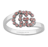 ZNO STOCK Bague Running G en or blanc 18K & Topaze - Pink