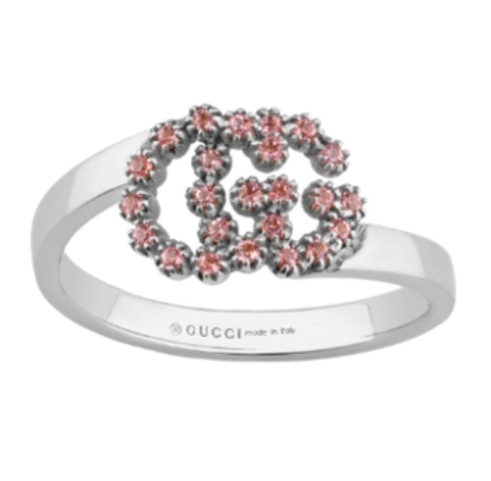 ZNO STOCK Bague Running G en or blanc 18K & Topaze - Pink
