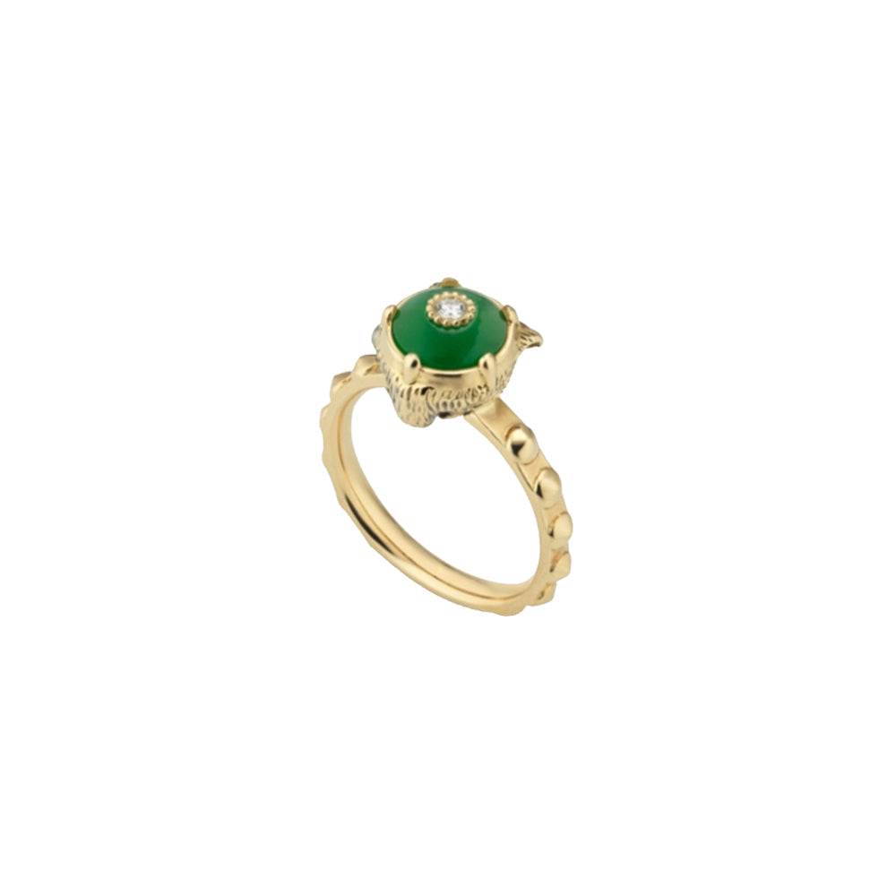 Bague Le Marche Des Merveilles en or jaune 18K & Jade et Diamants - Green