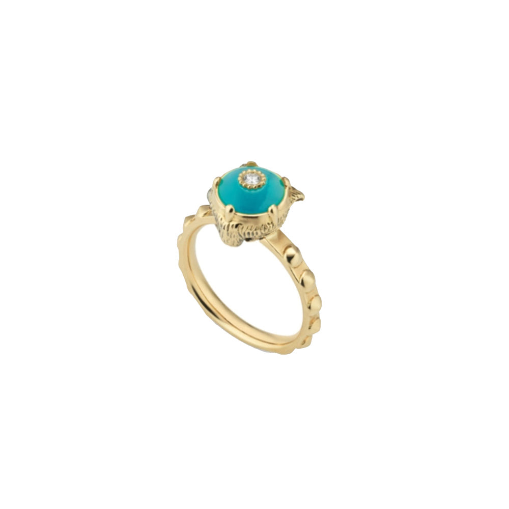 Bague Le Marche Des Merveilles en or jaune 18K & Turquoise et Diamants - Blue