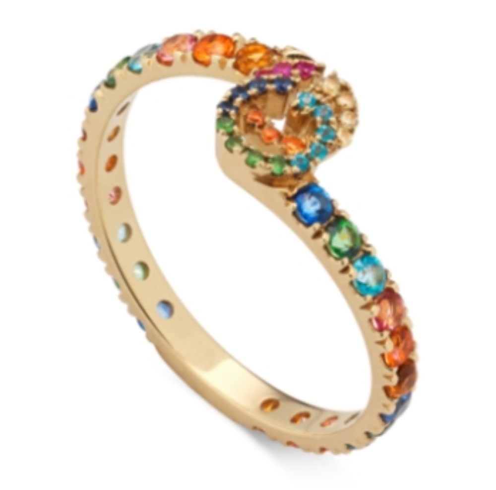 ZNO STOCK Bague Running G en or jaune 18K & Topaze & Quartz & Tsavorite & Saphir - Multicolor
