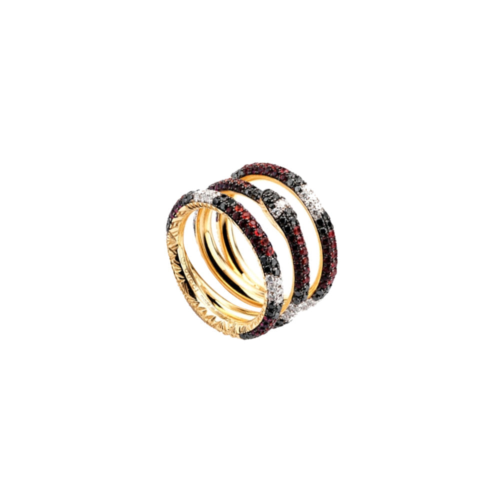 Bague Ouroboros en or jaune 18K & Diamants, Saphir et Topaze - Multicolor