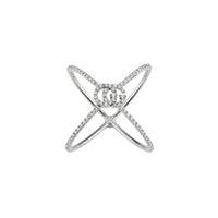 Bague Running G croisé en or blanc 18K & Diamants - White