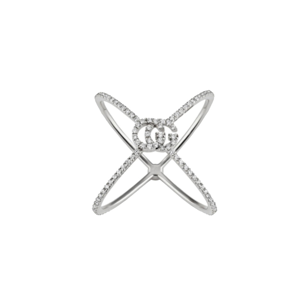Bague Running G croisé en or blanc 18K & Diamants - White