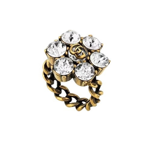 ZNO STOCK Bague Fashion Show à motif fleur & Cristal - Yellow