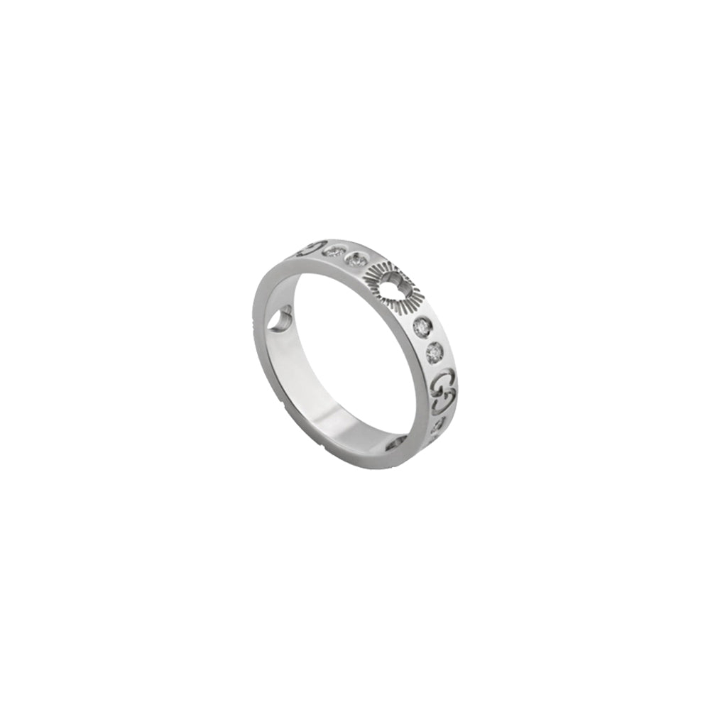 Bague Icon à motif cœur en or blanc 18K & Diamants - White