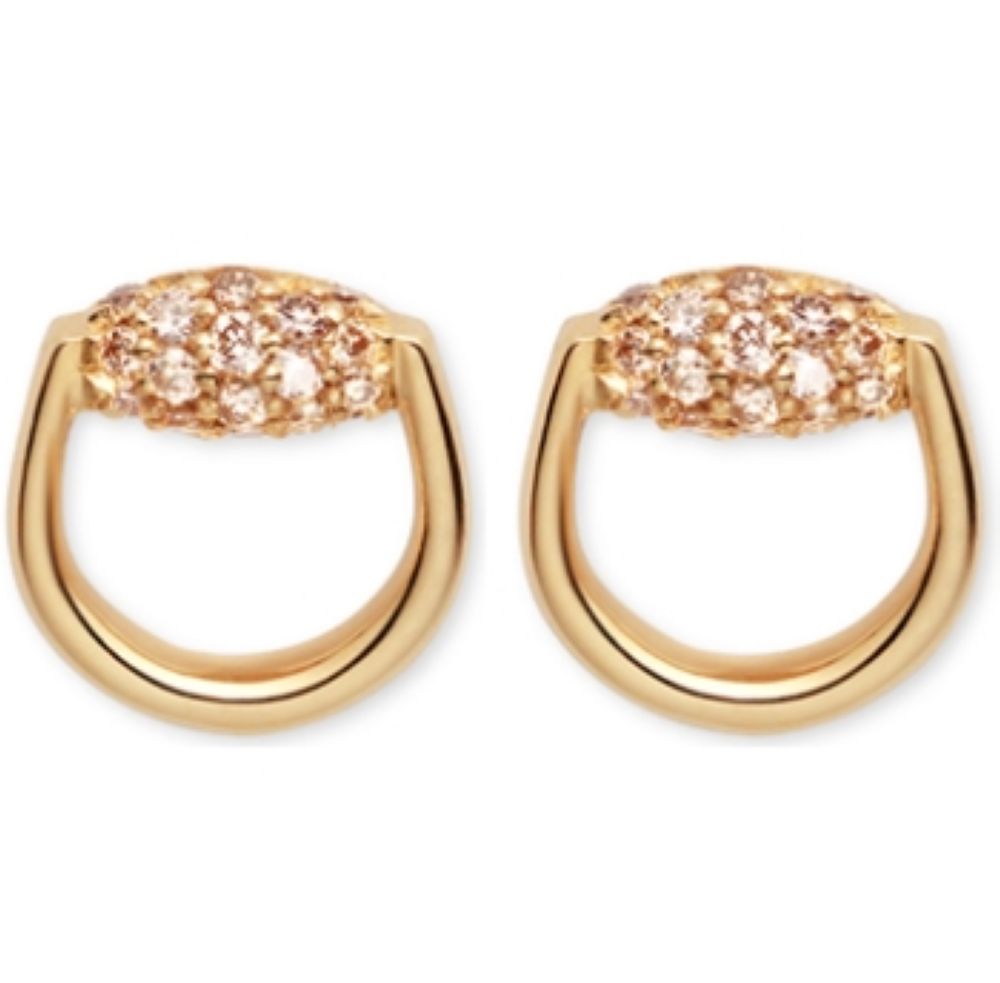 ZNO STOCK Boucles d'oreilles Horsebit en or jaune 18K & Diamants - Brown