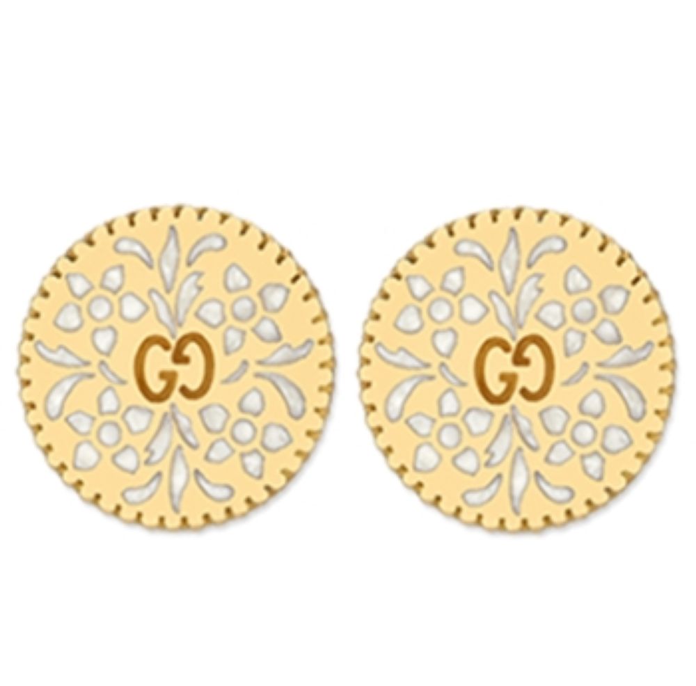 ZNO STOCK Puces d'oreilles Icon en or jaune 18K - White