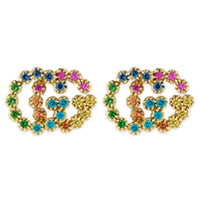 Boucles d'oreilles Running G en or jaune 18K & Topaze, Tsavorite et Saphir - Multicolor