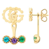 ZNO STOCK Boucles d'oreilles Running G en or jaune 18K & Topaze - Pink