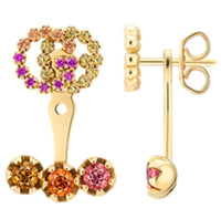ZNO STOCK Boucles d'oreilles Running G en or jaune 18K & Saphir, Topaze & Quartz - Multicolor