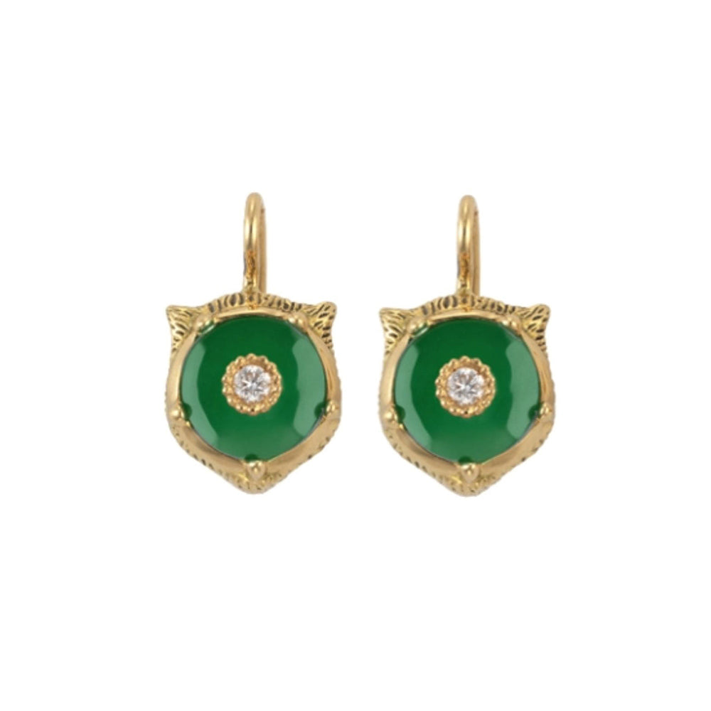 Boucles d'oreilles Le Marche Des Merveilles en or jaune 18K & Jade et Diamants - Green