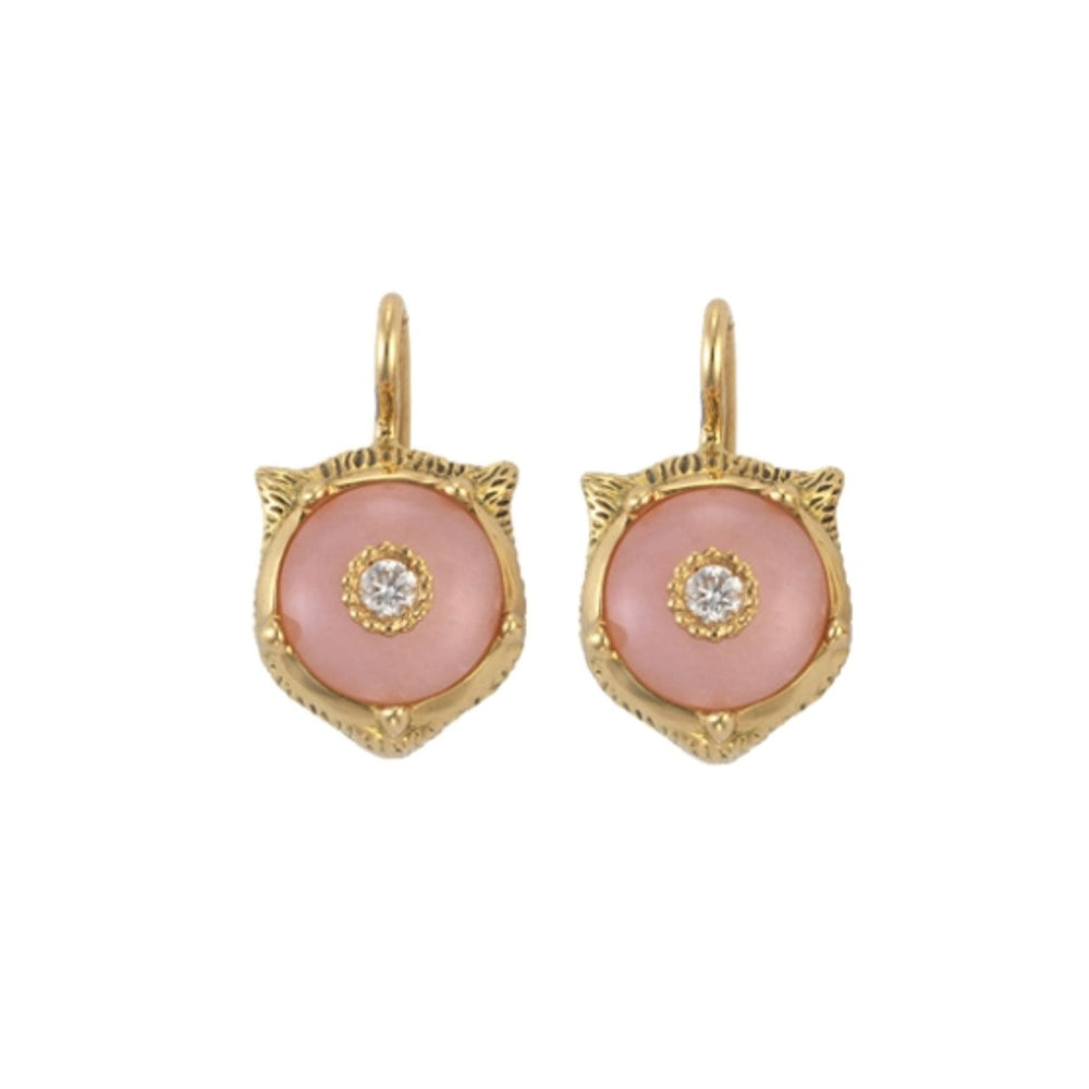 Boucles d'oreilles Le Marche Des Merveilles en or jaune 18K & Opale et Diamants - Pink