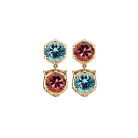 Boucles d'oreilles Le Marche Des Merveilles en or jaune 18K & Aquamarine, Tourmaline et Diamants - Multicolor