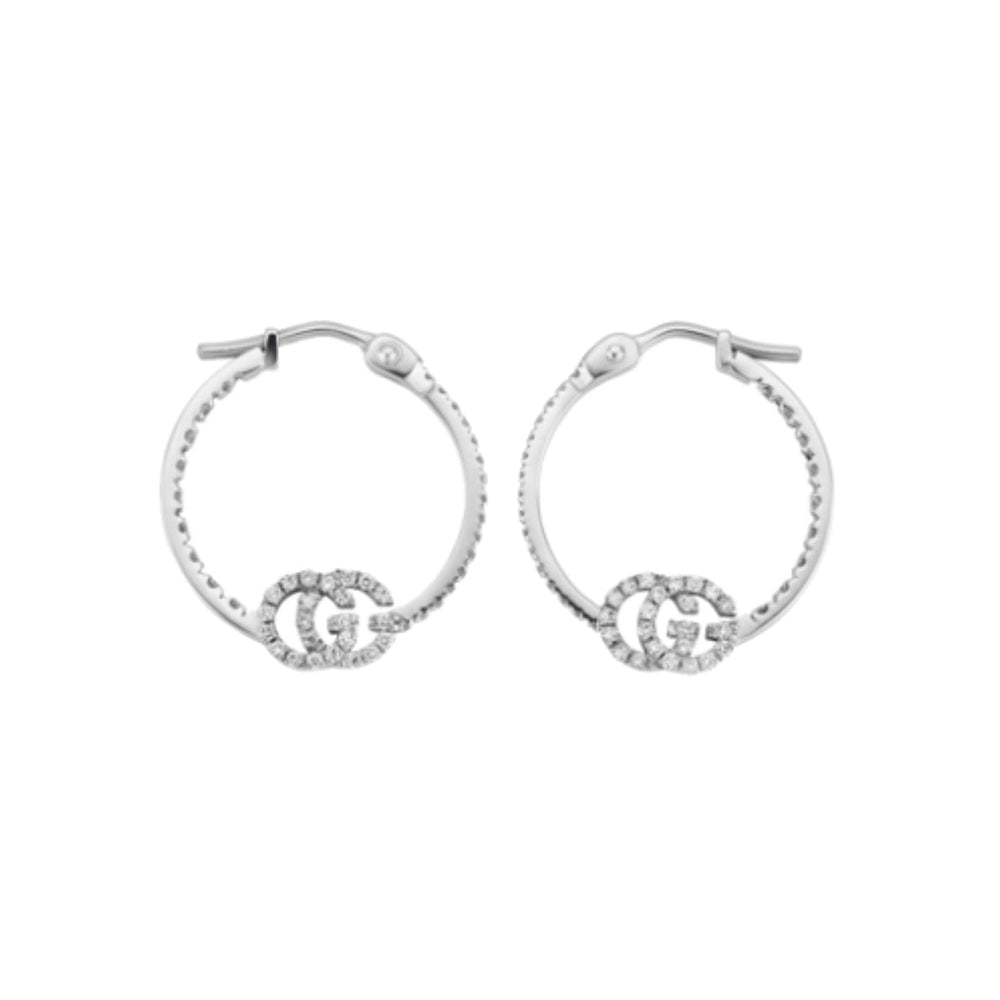 Boucles d'oreilles Running G en or blanc 18K & Diamants - White