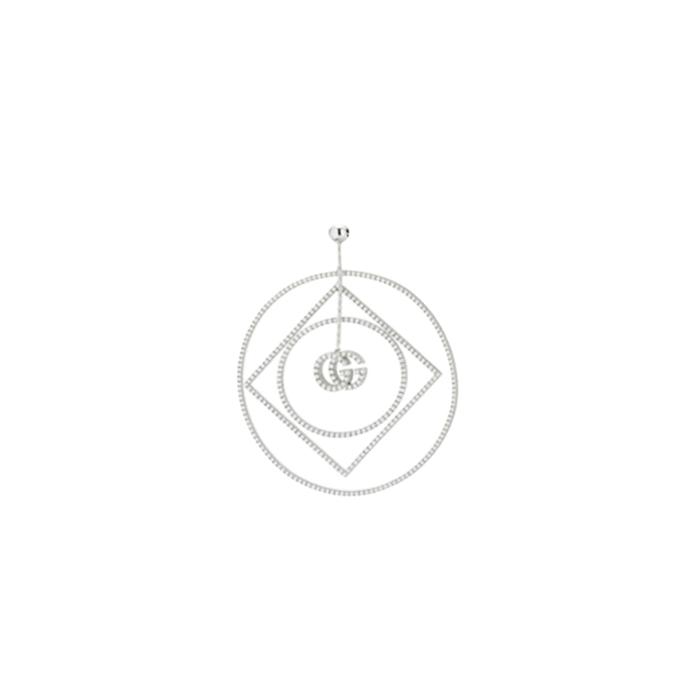 Mono boucles d'oreilles Running G en or blanc 18K & Diamants - White