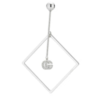 ZNO STOCK Mono boucles d'oreilles Running G carré en or blanc 18K & pavé diamants - White