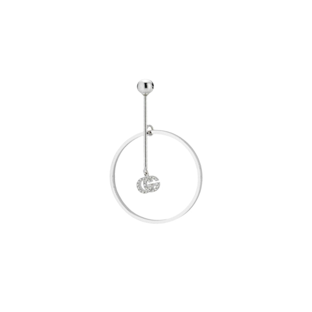Mono boucles d'oreilles Running G Circle en or blanc 18K & Diamants - White