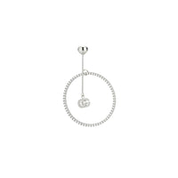 Mono boucles d'oreilles Running G Circle en or blanc 18K & pavé de diamants - White