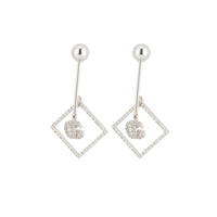 Mono boucles d'oreilles Running G carré en or blanc 18K & Diamants - White