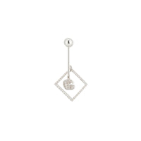 Mono boucles d'oreilles Running G carré en or blanc 18K & Diamants - White
