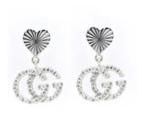 ZNO STOCK Boucles d'oreilles Running G à motif cœur en or blanc 18K & Diamants - White